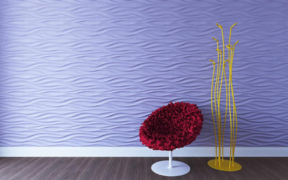 Modernes 3D Wandpaneel in Wellen - Sky Palette 0058