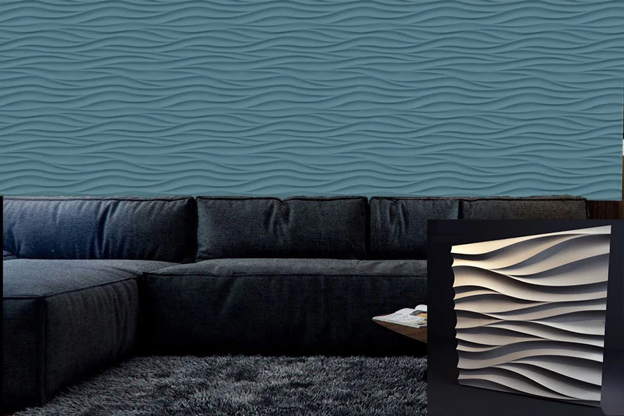 Modern 3D wall panel in Waves - Sky Palette 0058